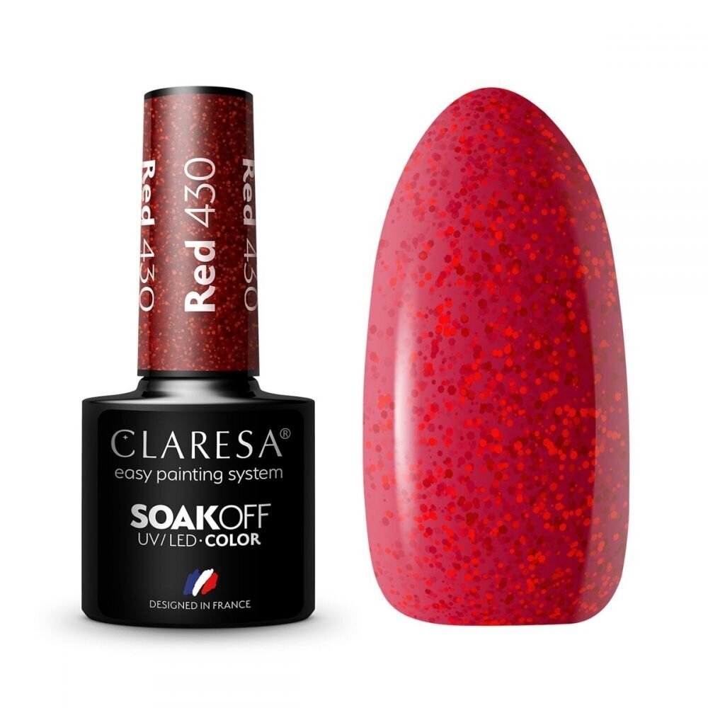 CLARESA стойкий гибридный гель лак для ногтей RED 430, 5g. CLARESA стойкий гибридный гель лак для ногтей RED 430, 5g.