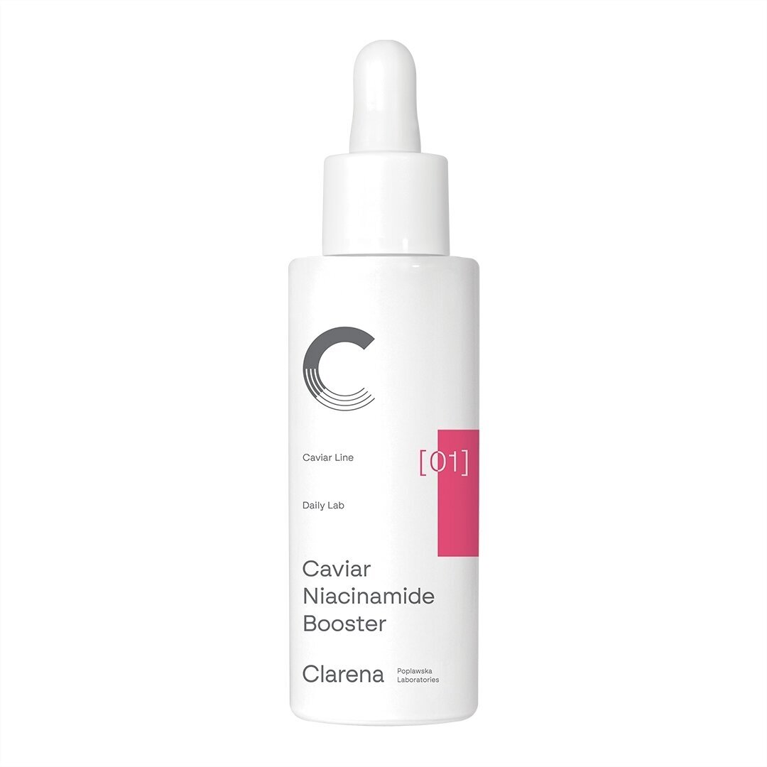 CLARENA CAVIAR NIACINAMIDE BOOSTER jauninamasis veido koncentratas su 5 % niacinamidu ir ikrų ekstraktu, 30 ml