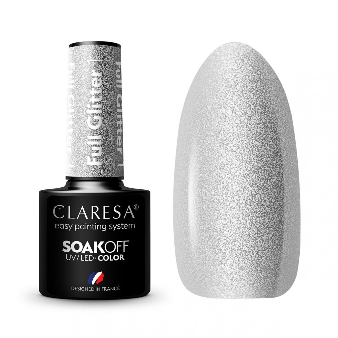 CLARESA стойкий гибридный гель лак для ногтей FULL GLITTER 1, 5g. CLARESA стойкий гибридный гель лак для ногтей FULL GLITTER 1, 5g.