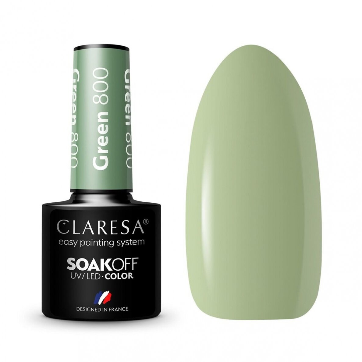 CLARESA стойкий гибридный гель лак для ногтей GREEN 800, 5 g. CLARESA стойкий гибридный гель лак для ногтей GREEN 800, 5 g.