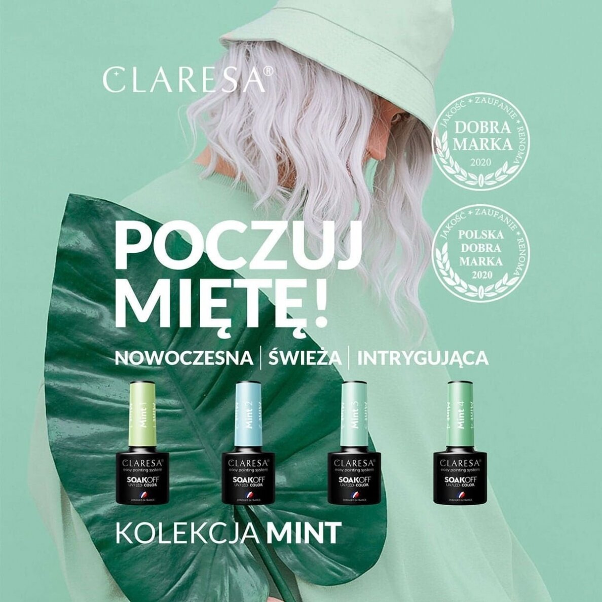 CLARESA ilgalaikis hibridinis nagų lakas MINT 4, 5g. 2
