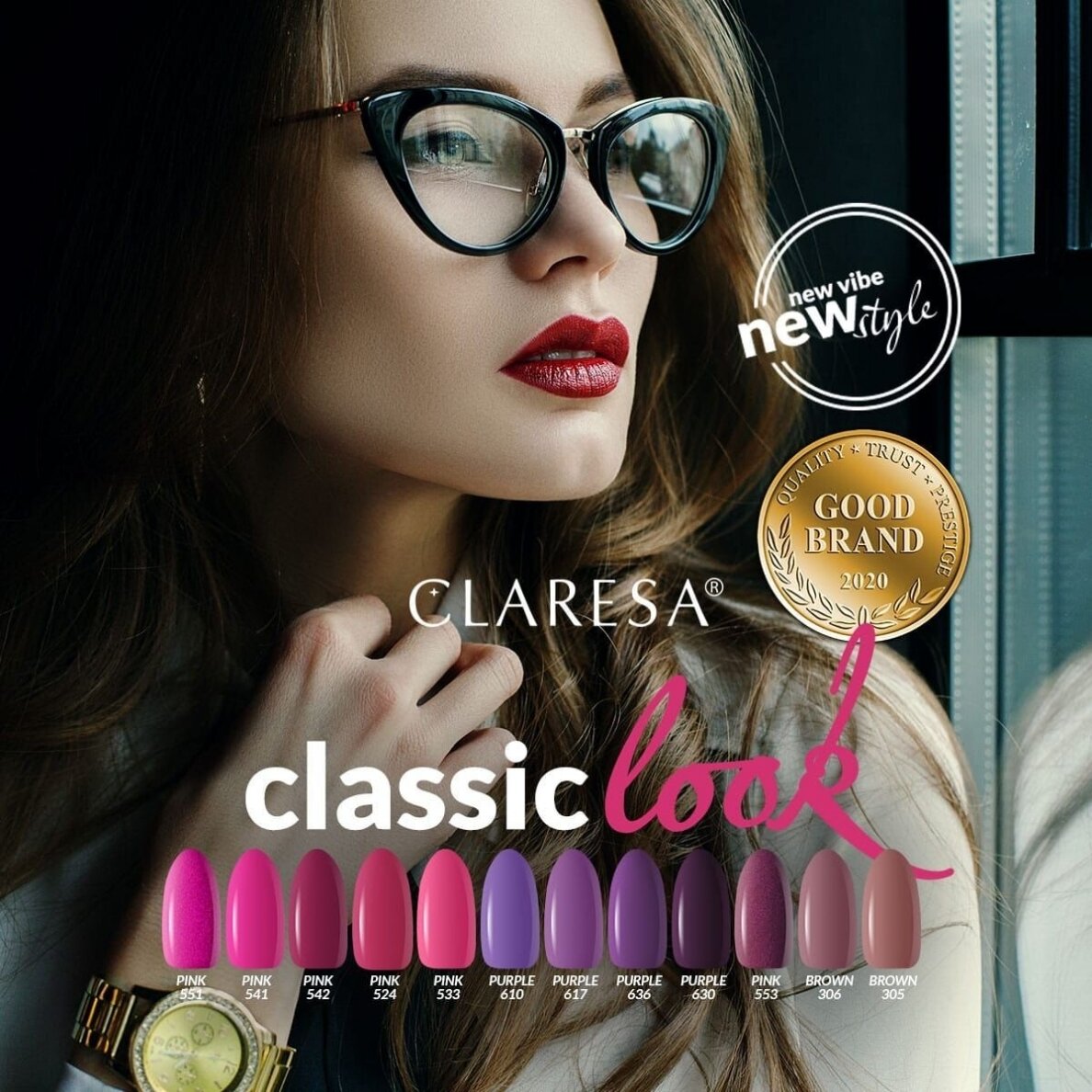 CLARESA ilgalaikis hibridinis nagų lakas PINK 524, 5g. 2