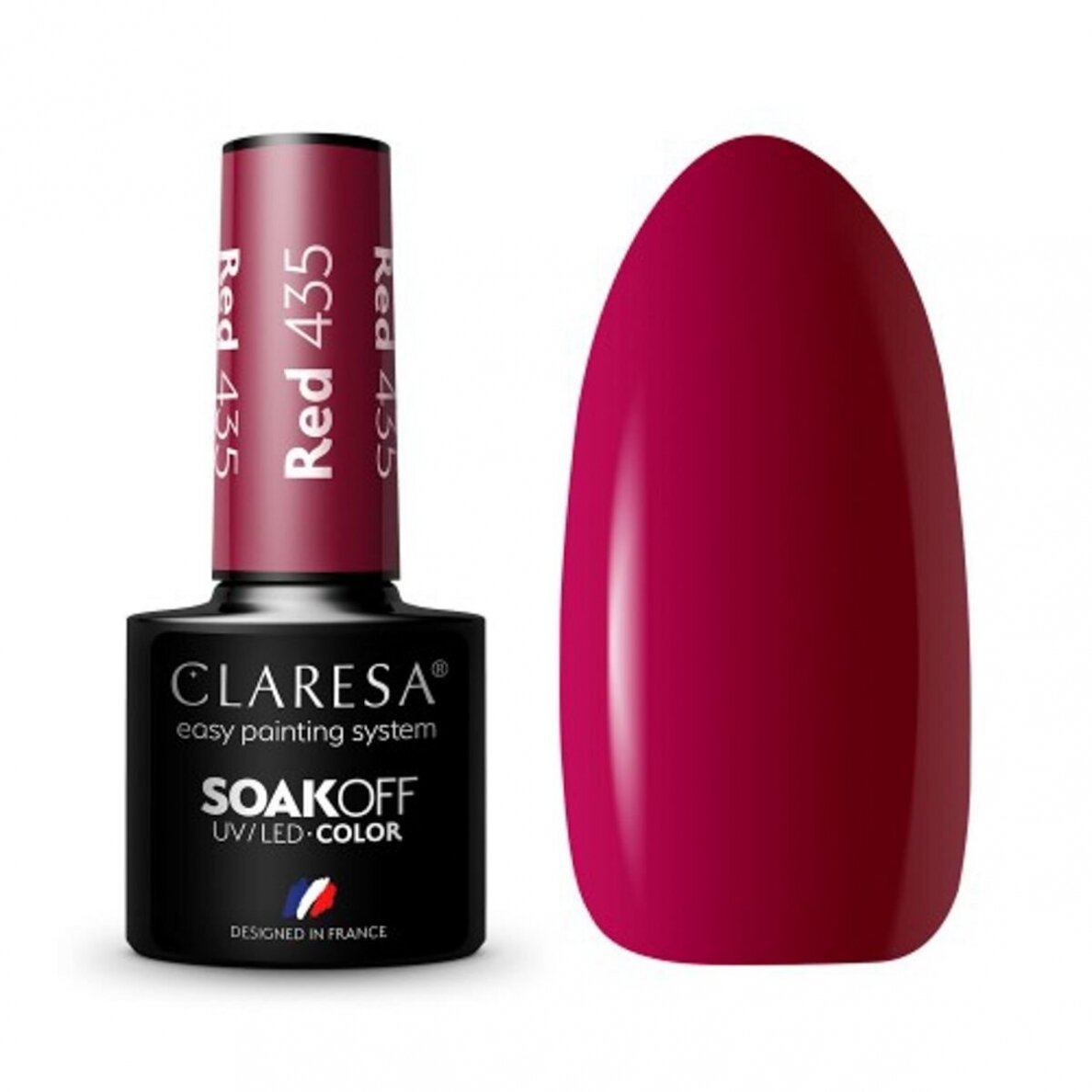 CLARESA стойкий гибридный гель лак для ногтей RED 435, 5g. CLARESA стойкий гибридный гель лак для ногтей RED 435, 5g.