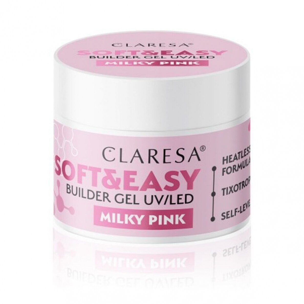CLARESA cтроительный гель SOFT&EASY GEL MILKY PINK, 12 г. 3 CLARESA cтроительный гель SOFT&EASY GEL MILKY PINK, 12 г. 3