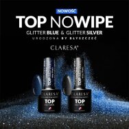 CLARESA TOP NO WIPE hybrid top protective layer of long-lasting gel polish Glitter Silver, 5g.