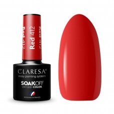 CLARESA стойкий гибридный гель лак для ногтей RED 412, 5g.