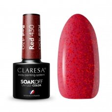 CLARESA стойкий гибридный гель лак для ногтей RED 430, 5g.