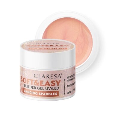 CLARESA BUILDER GEL Soft&Easy statybinis gelis DANCING SPARKLE, 12 g. CLARESA BUILDER GEL Soft&Easy statybinis gelis DANCING SPARKLE, 12 g.