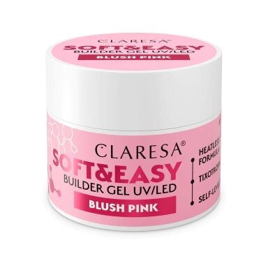 CLARESA BUILDER GEL Soft&Easy building gel BLUSH PINK, 90 g. CLARESA BUILDER GEL Soft&Easy building gel BLUSH PINK, 90 g.