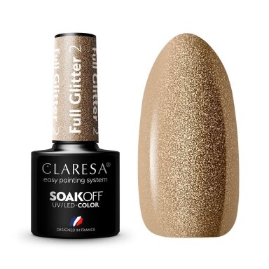 CLARESA long lasting hybrid gel polish FULL GLITTER 2, 5g. CLARESA long lasting hybrid gel polish FULL GLITTER 2, 5g.
