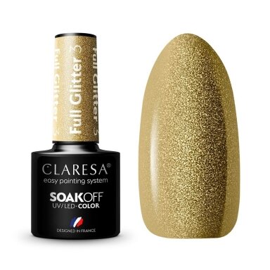 CLARESA long lasting hybrid gel polish FULL GLITTER 3, 5g. CLARESA long lasting hybrid gel polish FULL GLITTER 3, 5g.