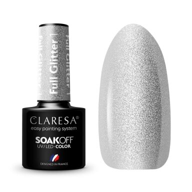 CLARESA long lasting hybrid gel polish FULL GLITTER 1, 5g. CLARESA long lasting hybrid gel polish FULL GLITTER 1, 5g.
