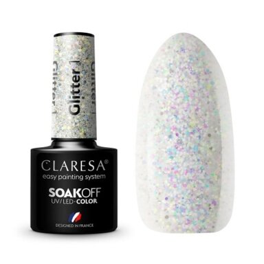 CLARESA long lasting hybrid gel polish GLITTER 1, 5g. CLARESA long lasting hybrid gel polish GLITTER 1, 5g.