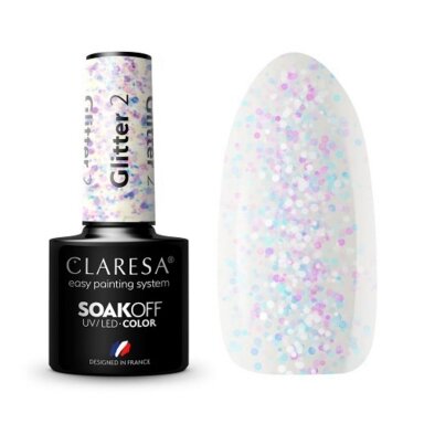 CLARESA long lasting hybrid gel polish GLITTER 2, 5g. CLARESA long lasting hybrid gel polish GLITTER 2, 5g.