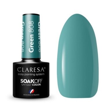 CLARESA long lasting hybrid gel polish GREEN 808, 5g. CLARESA long lasting hybrid gel polish GREEN 808, 5g.