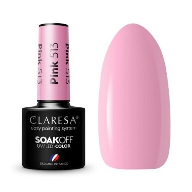 CLARESA long lasting hybrid gel polish PINK 513, 5g. CLARESA long lasting hybrid gel polish PINK 513, 5g.