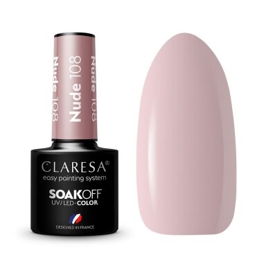 CLARESA long lasting hybrid gel polish NUDE 108, 5 g. CLARESA long lasting hybrid gel polish NUDE 108, 5 g.