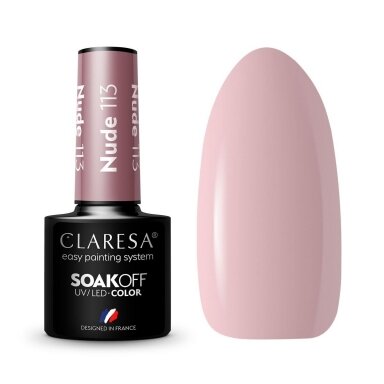 CLARESA long lasting hybrid gel polish NUDE 113, 5 g. CLARESA long lasting hybrid gel polish NUDE 113, 5 g.