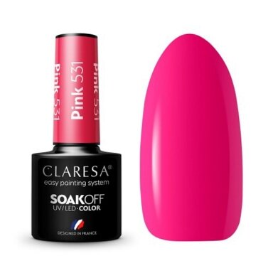 CLARESA long lasting hybrid gel polish PINK 531, 5g. CLARESA long lasting hybrid gel polish PINK 531, 5g.