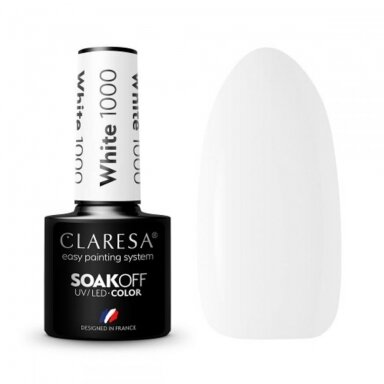 CLARESA long lasting hybrid gel polish WHITE 1000, 5g. CLARESA long lasting hybrid gel polish WHITE 1000, 5g.
