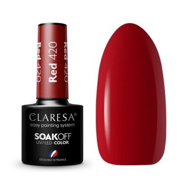 CLARESA long lasting hybrid gel polish RED 420, 5g. CLARESA long lasting hybrid gel polish RED 420, 5g.
