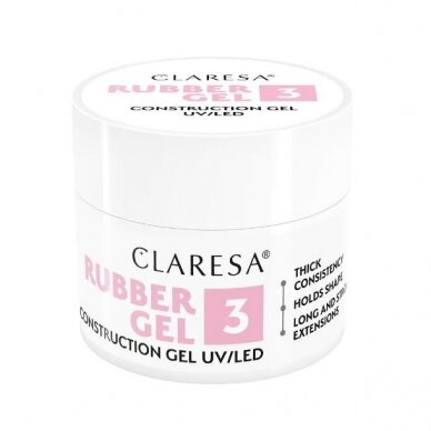 CLARESA gelinio lakavimo bazė RUBBER GEL 3, 12 g 2 CLARESA gelinio lakavimo bazė RUBBER GEL 3, 12 g 2