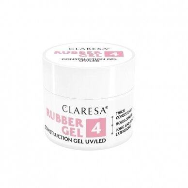 CLARESA gelinio lakavimo bazė RUBBER GEL 4, 12 g 1 CLARESA gelinio lakavimo bazė RUBBER GEL 4, 12 g 1
