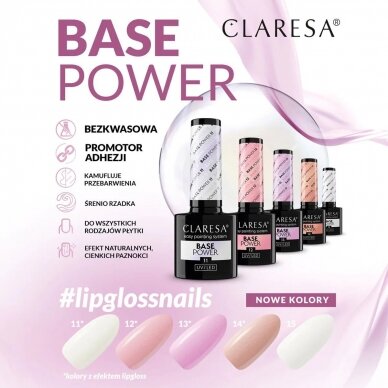 CLARESA hibridinė gelinio lakavimo bazė POWER BASE 15, 5 g. 2 CLARESA hibridinė gelinio lakavimo bazė POWER BASE 15, 5 g. 2