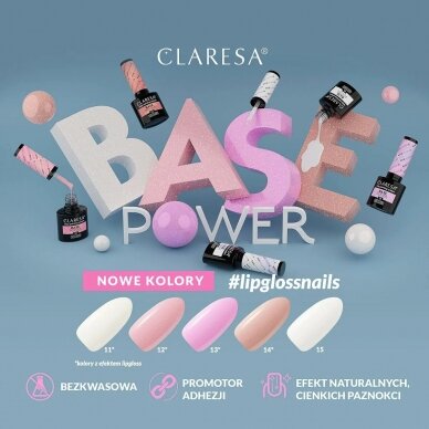 CLARESA hibridinė gelinio lakavimo bazė POWER BASE 15, 5 g. 3 CLARESA hibridinė gelinio lakavimo bazė POWER BASE 15, 5 g. 3