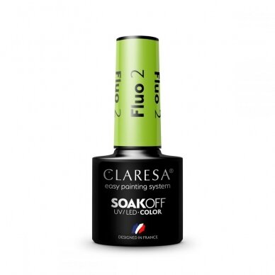 CLARESA стойкий гибридный гель лак для ногтей FLUO 2, 5g. 2 CLARESA стойкий гибридный гель лак для ногтей FLUO 2, 5g. 2