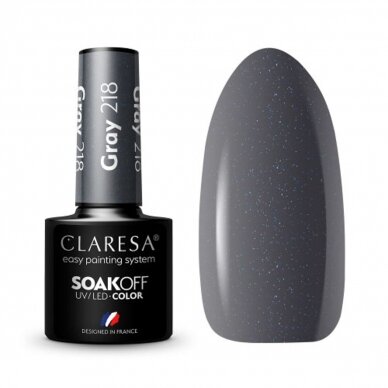 CLARESA стойкий гибридный гель лак для ногтей GRAY 218, 5g. CLARESA стойкий гибридный гель лак для ногтей GRAY 218, 5g.
