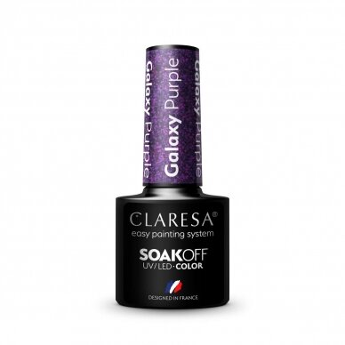 CLARESA ilgalaikis hibridinis nagų lakas Galaxy Purple, 5g. 2