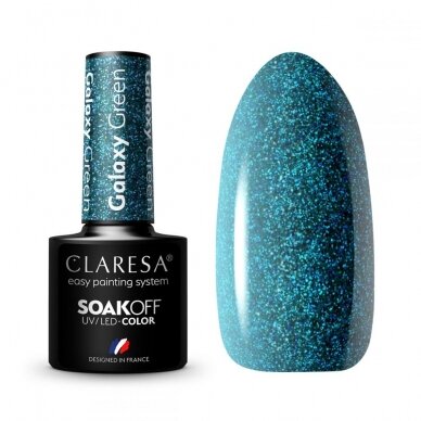 CLARESA ilgalaikis hibridinis nagų lakas Galaxy Green, 5g.