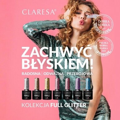 CLARESA long lasting hybrid gel polish FULL GLITTER 3, 5g. 1 CLARESA long lasting hybrid gel polish FULL GLITTER 3, 5g. 1