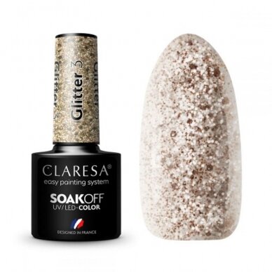 CLARESA ilgalaikis hibridinis nagų lakas GLITTER 3, 5g.