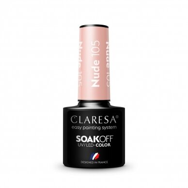 CLARESA стойкий гибридный гель лак для ногтей NUDE 105, 5 g. 2 CLARESA стойкий гибридный гель лак для ногтей NUDE 105, 5 g. 2