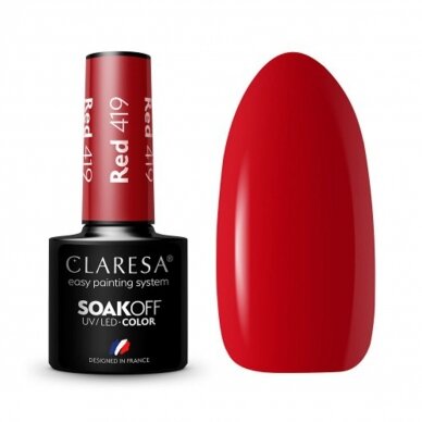 CLARESA стойкий гибридный гель лак для ногтей RED 419, 5g.