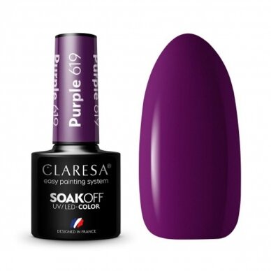CLARESA ilgalaikis hibridinis nagų lakas PURPLE 619, 5g. CLARESA ilgalaikis hibridinis nagų lakas PURPLE 619, 5g.