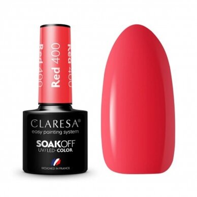 CLARESA стойкий гибридный гель лак для ногтей RED 400, 5g.
