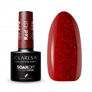 CLARESA long lasting hybrid gel polish RED 431, 5g. CLARESA long lasting hybrid gel polish RED 431, 5g.