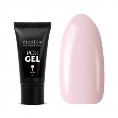 CLARESA POLI GEL nagų priauginimo poligelis persikų spalvos LATTE, 30 g. CLARESA POLI GEL nagų priauginimo poligelis persikų spalvos LATTE, 30 g.
