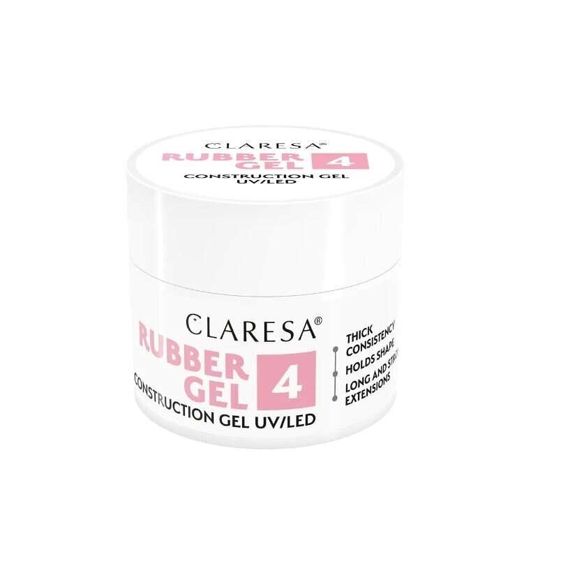 CLARESA gelinio lakavimo bazė RUBBER GEL 4, 12 g 1 CLARESA gelinio lakavimo bazė RUBBER GEL 4, 12 g 1
