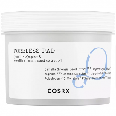 COSRX Poreless Pad veido pagalvėlės, kurių pagrindą sudaro priešuždegiminis ir raminantis žaliosios arbatos ekstraktas, 70vnt.