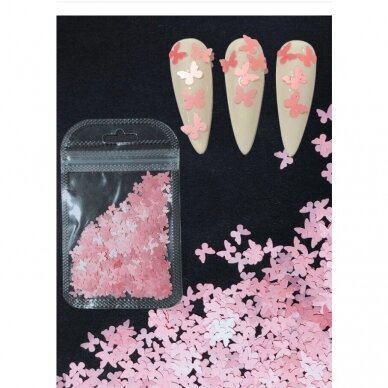 Nail art decorations, butterflies, pink color