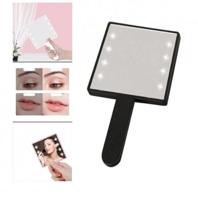 Dekoratyvinis veidrodis su rankėna ir LED šviesa makiažui rodyti 2