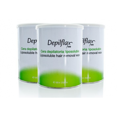 DEPILFLAX profesionalus vaškas skardinėje su azulenu depiliacijai, 800 ml. DEPILFLAX profesionalus vaškas skardinėje su azulenu depiliacijai, 800 ml.