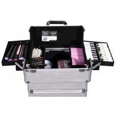 Large 4-piece suitcase for cosmetics XXXL 4in1 SILVER