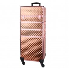 Large 4-piece suitcase for cosmetics XXXL 4in1 DIAMOND 3D ROSE GOLD, rose gold colors