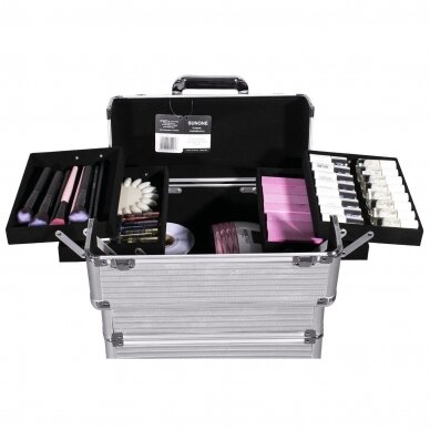 Большой чемодан из 4 предметов для косметики XXXL 4в1 SILVER 1