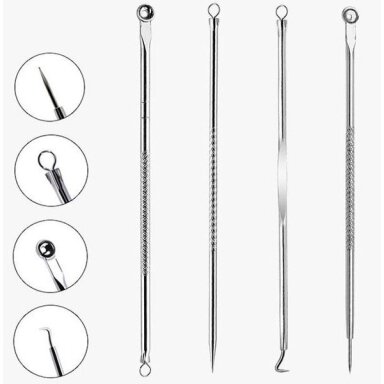 UNNY double-sided beautician tools for removing acne and blackheads with a case, 4 pcs. UNNY double-sided beautician tools for removing acne and blackheads with a case, 4 pcs.